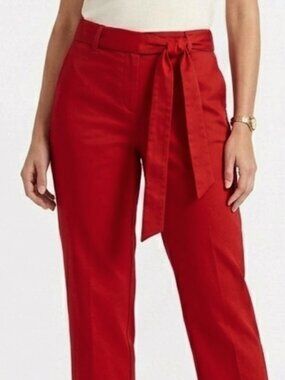 Zokai Stretch Polished Cotton Red Capri Pants w/Belt- Sz. 4